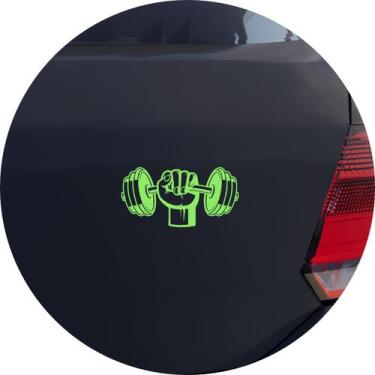 Imagem de Adesivo de Carro Academia Musculação Levantamento - Cor Verde Claro - 