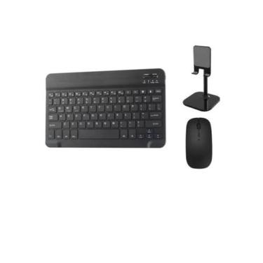 Imagem de Teclado Mouse Sem Fio Recarregável Bluetooth com suporte para Tablet/C