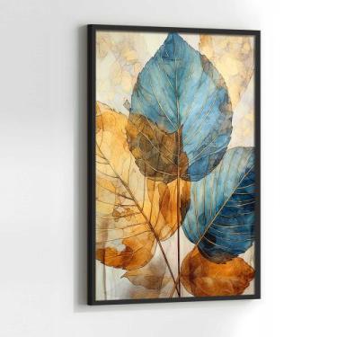 Imagem de Quadros Decorativos com com Moldura Folhas abstrato Moderno Lindo Vert