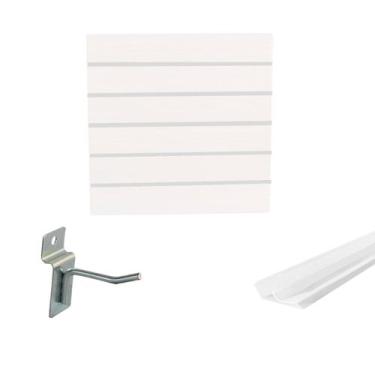 Imagem de Painel Canaletado Branco em Mdf 0,61 x 0,61m com Perfil Pvc Branco e 1