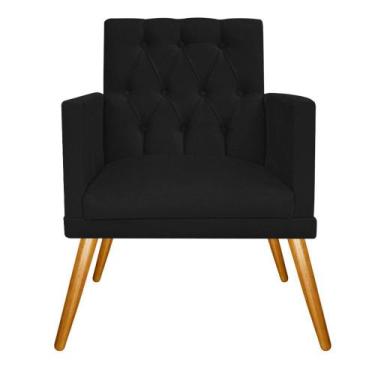 Imagem de Poltrona Decorativa Fernanda Pés Palito Mel Sala de Espera Recepção Su