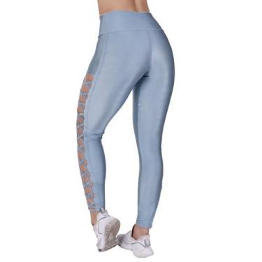 Imagem de Legging Fitness Femininas Tiras Lateral Cós Alto Cirrê Liso Orbis - Or