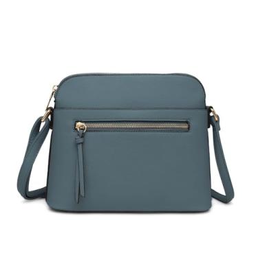 Imagem de LA TERRE Bolsa transversal pequena, bolsa de ombro com zíper e alça ajustável, Jeans azul, Small