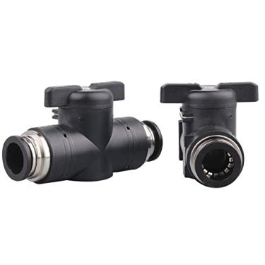 Imagem de DERPIPE Válvula pneumática, encaixe de pressão de 1,27 cm x 1,27 cm, válvulas manuais de controle de fluxo de ar, união de conexão rápida de plástico (pacote com 2)
