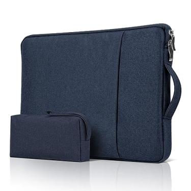 Imagem de JOOEER Capa para laptop de 13 polegadas com alça para MacBook Air/Pro de 13,3 polegadas 13-13,3 polegadas, capa protetora de poliéster portátil com bolso para acessórios, azul marinho