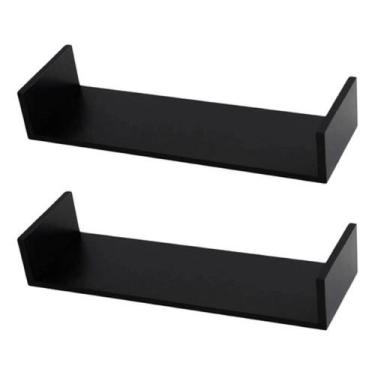 Imagem de Kit 2 Prateleira Nicho U 50x15x10p Branco Mdf Preto M13 - Agility Shop