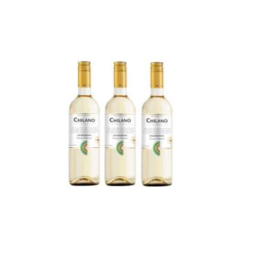 Imagem de Kit Vinho Chilano Chardonnay Branco Seco Chileno 750ml 3uni
