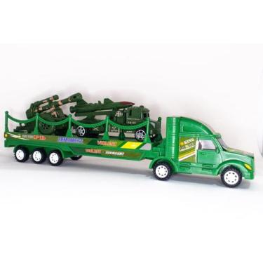 Imagem de Caminhão Militar Brinquedo Camuflado Tanque Guerra CANHÃO Exército - P