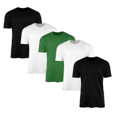 Imagem de Kit 5 Camisetas AMGK Masculina Lisa Básica 100% Algodão, P, Colorido