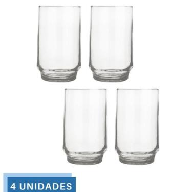 Imagem de Jogo 4 Copos 300ml Vidro Lights Suco Agua Transparente Nadir - NADIR F