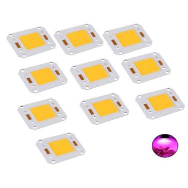 Imagem de Kit 10 Led Grow Light Full Spectrum Rosa 50w Cob P/ Planta - Universo 