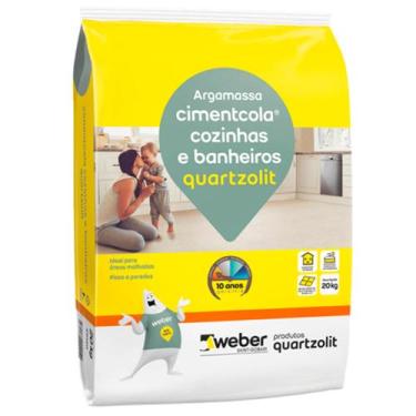 Imagem de Argamassa Cimentcola Cozinha e Banheiros Cinza 20kg - Quartzolit