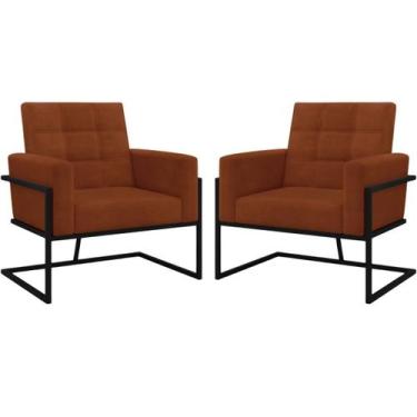 Imagem de kit 2 Poltronas Base de metal para Manicure Sala de Estar Decorativa C