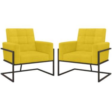 Imagem de kit 2 Poltronas Base de metal para Manicure Sala de Estar Decorativa C