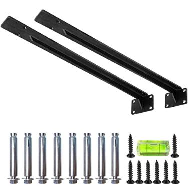 Imagem de HDbonemu Suportes De Prateleira Flutuantes De Montagem Em Parede De 20" Para Serviços Pesados, Suporte De Prateleira Em L Preto Industrial De Ferro Fundido, Suportes De Bancada Ocultos, Suportes De La