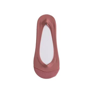 Imagem de chanstore 2 pares - Meias femininas antiderrapantes de algodão puro patchwork de salto alto verão finas boca rasa invisível meias - vermelho cinábrio