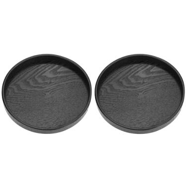 Imagem de Bandeja de Madeira para Servir, 2 Peças, Bandeja Redonda de Madeira para chá, Lanche de Frutas, Prato de Doces, Mesa de café, Organizador de Bancada para Bancada de Cozinha,