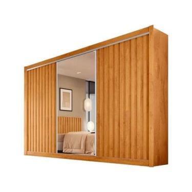 Imagem de Guardaroupa Casal com Espelho 3 Portas de Correr 6 Gavetas Móveis Euro