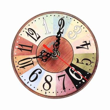 Imagem de Decoração do Relógio de Parede Redonda do MDF para Escritório Em Casa, Relógio Criativo Vintage Com Padrões Elegantes, Material Ecológico e Vintage (29)