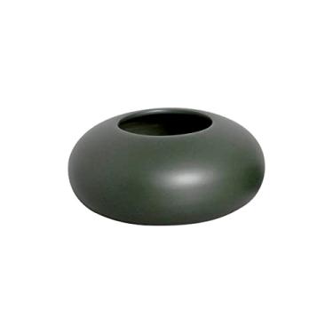 Imagem de Vaso Redondo de Cerâmica para Mesa Cachepot Grande Verde Lúpulo