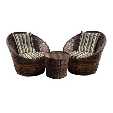 Imagem de Conjunto de Poltronas Fibra Sintética Bola - 2 Poltronas + 1 Mesa Cent