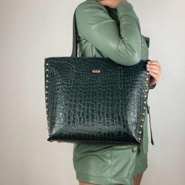 Imagem de Bolsa recuo em couro legítimo b.800, Croco verde