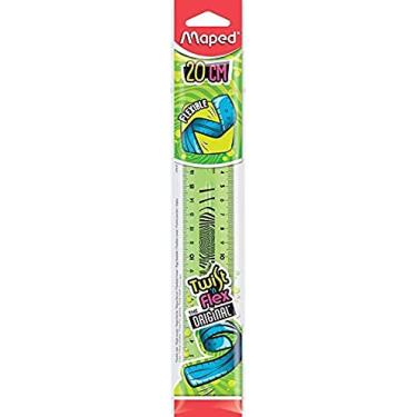Imagem de Maped Régua plana Twist'n Flex flexível e divertida, inquebrável, 20 cm, dupla graduação, verde