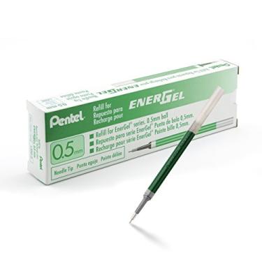 Imagem de Pentel Refil de tinta para caneta de gel EnerGel (0,5 mm), ponta de agulha, tinta verde, caixa com 12 (LRN5-D)