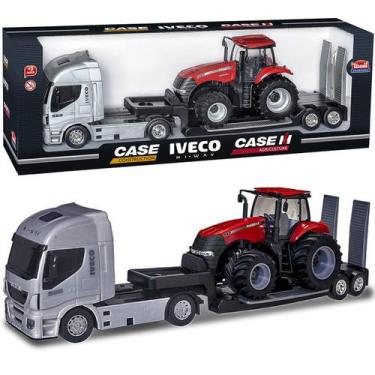 Imagem de Brinquedo Colecionável Miniatura Trator Case Caminhão Iveco - Genérico