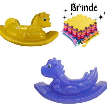 Imagem de Gangorra Infantil Unicórnio + Dino com Tatames para Brincadeiras Segur
