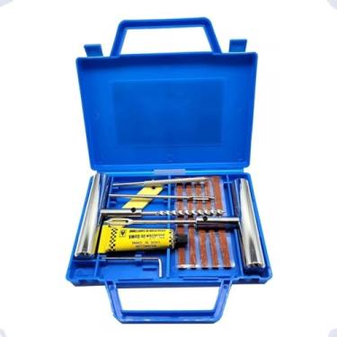 Imagem de Kit Reparo para Pneus Maleta Ferramentas para Conserto de Furos Moto Carro Bike Remendo Bicicletas Macarrão