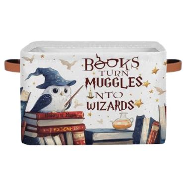 Imagem de Bardic Decoração De Berçário Mágico, Cesta Bebê, Chapéu Azul Grande, Varinha, Coruja, Presente Para Crianças, Prateleira Dobrável Livros, Roupas, Caixa Retangular Brinquedos, 15" X 11" 9,5"