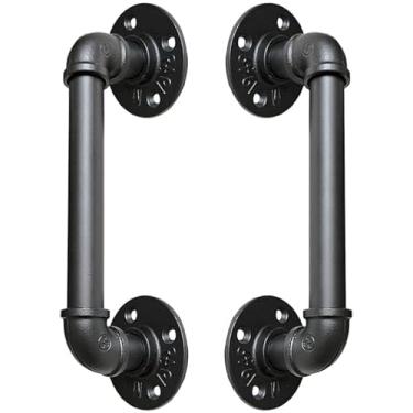Imagem de Puxador Duplo Estilo Industrial Pipe 290mm Preto Fosco Ferro Fundido 1 polegada Maxima Metais
