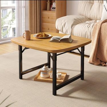 Imagem de Mesas de café dobráveis, mesa final do sofá mesa de coquetel moderno com moldura de metal preto, mesa central multifuncional para sala de estar em casa, montagem fácil, B, 80 * 80 * 51,1cm