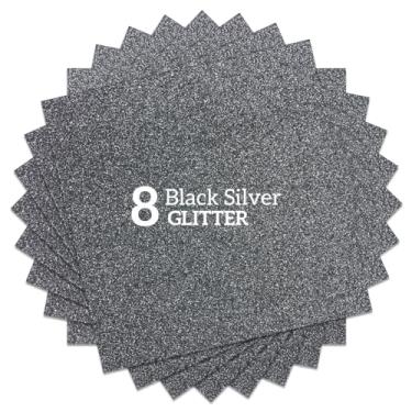 Imagem de FANSGUAR Pacote De Vinil Transferência Térmica Htv Com Glitter Cinza, 8 Folhas 12 X Para Camisetas, Chapéus E Roupas, Compatível A Máquina Prensa Cricut Cameo