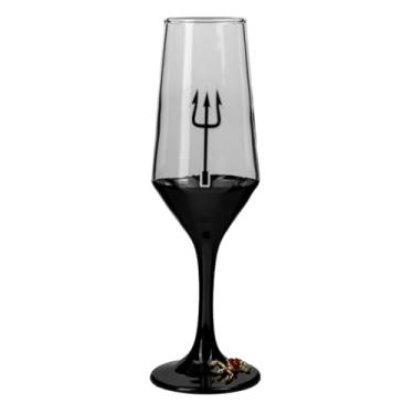 Imagem de META ATACADO, Taça Pomba Gira Tridente Rosa Negra Champagne Vidro 186ml