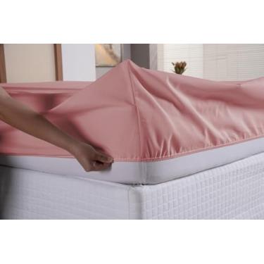 Imagem de Lençol Avulso Com Elástico 400 Fios Toque Macio Varios Tamanhos Solteiro - Casal - Queen - King (Rosê, King)