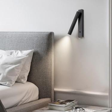 Imagem de GZZBMY Lâmpada de parede LED para leitura com interruptor, iluminação de parede giratória, ângulo ajustável, arandela de parede interna de alumínio, quarto, sala de estar, cozinha, leitura (luz