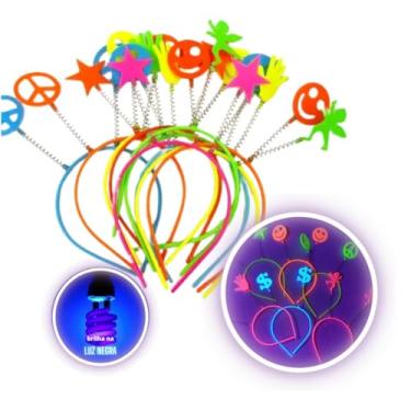 Imagem de Kit 20 Tiaras Festa Neon Adereços Balada Brilha Na Luz Negra (KIT)