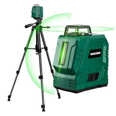 Imagem de Nível a laser com tripé ajustável de 119.4 cm, RockSeed 1x360° horizontal e 1x 150° vertical linha verde, nivelador a laser recarregável, para pendurar imagens/construção de parede