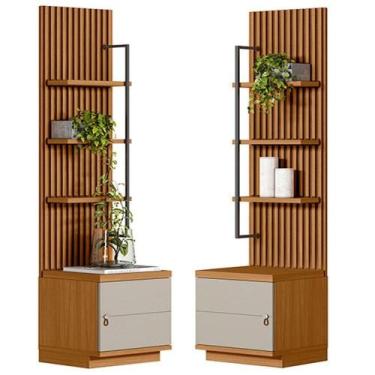 Imagem de Kit 2 Módulos Laterais Complementares Painel Ripado -offwhite - LINEA 