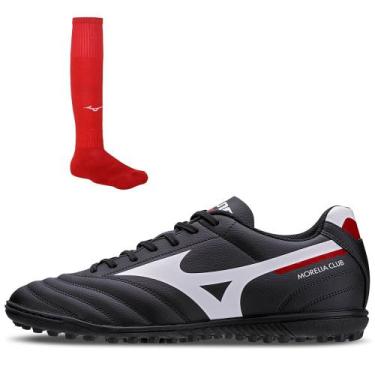 Imagem de Kit masculino Mizuno Morélia 1 Chuteira Society Club AS + 01 meião de 