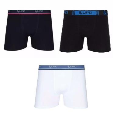 Imagem de Kit Com 03 Cuecas Modelos sortidos Lupo Algodão, Preto/Preto/Branco, M