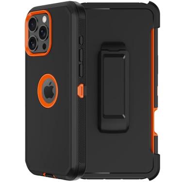 Imagem de RubCase Capa de celular para iPhone 16 Pro, proteção contra quedas de nível militar com suporte de clipe de cinto, protetor de tela x2 resistente à prova de choque com suporte para iPhone 16 Pro de