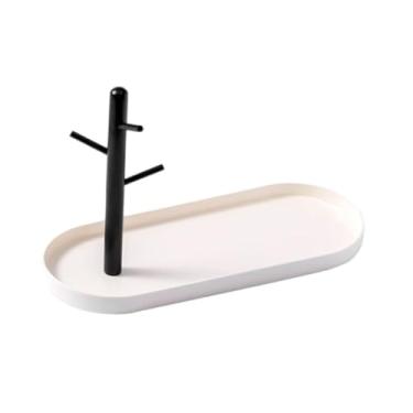 Imagem de Hailong Ming Organizador de pratos para joias, porta-chaves, porta-anéis, porta-joias, porta-chaves para brincos, pulseiras, relógios de mesa, hotel, Solteiro Branco