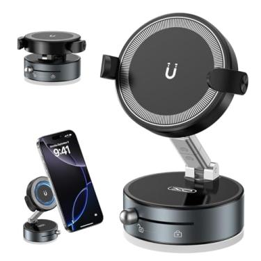 Imagem de XO Simple is Beauty Suporte de telefone de carro com rotação de 360°, suporte de telefone com ventosa a vácuo ajustável 2 em 1, suporte magnético para celular para carro, quantidade dobrável com