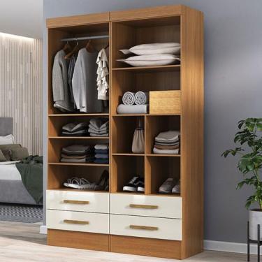 Imagem de Closet Modulare 4 Gavetas 7 Prateleiras Cinamomo/Off White - Panorama 