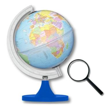 Imagem de Globo Terrestre Político Luminoso Base Azul 21cm + Lupa de Mão - Libre