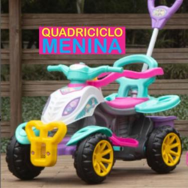 Imagem de Carrinho de Passeio Infantil Quadriciclo com Pedal Empurrador Anel de 