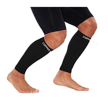 Imagem de Mangas De Compressão E Suporte Panturrilha COPPER HEAL 1 Par Para Exercício Esporte Recuperação - Calf Muscle Strains Canela Splints Pernas Meias Masculino e Feminino Calfs manga Protetor para Running Mens guardas